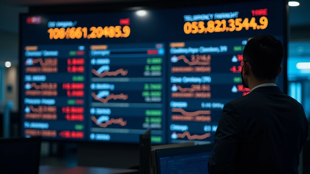 Currency exchange rate display board showing ringgit and dollar conversion rates on digital screen